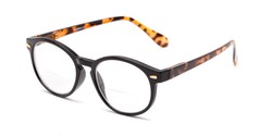 Angle of The Actor Bifocal in Black and Tortoise, Women's and Men's Round Reading Glasses