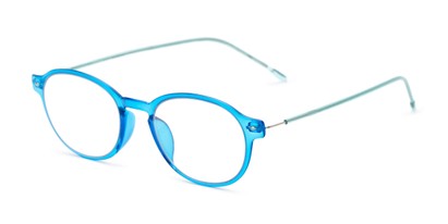 Angle of The Applause Flexible Reader in Blue/Aqua, Women's and Men's Round Reading Glasses