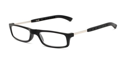 Angle of The Apricot Folding Reader in Black, Women's and Men's Rectangle Reading Glasses