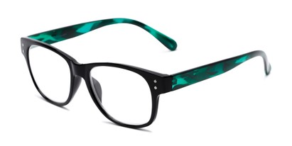 Angle of The Bates in Black/Green, Women's and Men's Retro Square Reading Glasses
