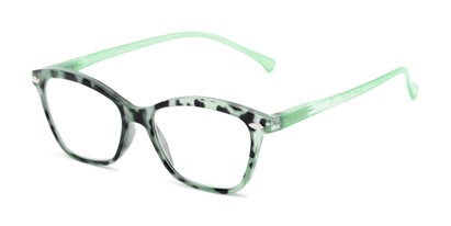 Angle of The Blush in Green, Women's Cat Eye Reading Glasses