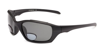 Angle of The Bridgewater Polarized Bifocal Reading Sunglasses in Matte Black with Smoke, Women's and Men's Sport & Wrap-Around Reading Sunglasses