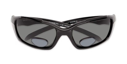 Folded of The Bridgewater Polarized Bifocal Reading Sunglasses in Glossy Black with Smoke