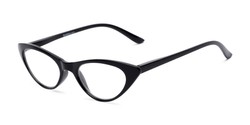 Angle of The Brit in Black, Women's Cat Eye Reading Glasses