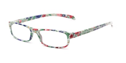 Angle of The Buttercup in Green Floral, Women's Rectangle Reading Glasses