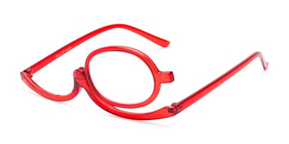 Angle of The Carrie Makeup Reader in Red, Women's Round Reading Glasses