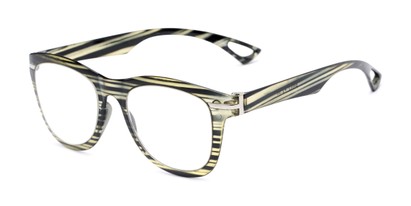 Angle of The Cerise Flexible Reader in Black/Green Stripe, Women's and Men's Retro Square Reading Glasses