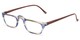 Angle of The Dolores in Blue/Green Stripes with Brown, Women's Rectangle Reading Glasses