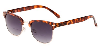 Angle of The Everglade Bifocal Reading Sunglasses in Tortoise with Smoke, Women's and Men's Browline Reading Sunglasses
