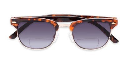 Folded of The Everglade Bifocal Reading Sunglasses in Tortoise with Smoke