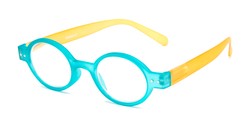 Angle of The Flamingo in Blue/Yellow, Women's and Men's Round Reading Glasses