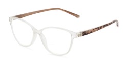 Angle of The Lenora Bifocal in Clear/Tortoise, Women's Cat Eye Reading Glasses