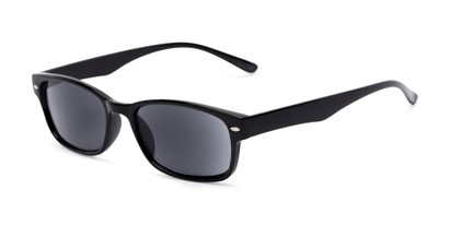 Angle of The Liverpool Reading Sunglasses in Black with Smoke, Women's and Men's Retro Square Reading Sunglasses