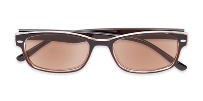 Folded of The Liverpool Reading Sunglasses in Brown with Amber