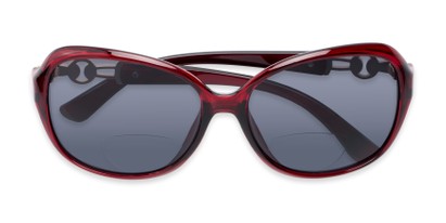 Folded of The Marigold Bifocal Reading Sunglasses in Red/Gold with Smoke