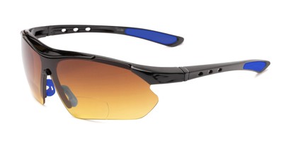Angle of The Outback Driving Bifocal Reading Sunglasses in Black/Blue with Amber, Women's and Men's Sport & Wrap-Around Reading Sunglasses