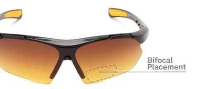 Detail of The Outback Driving Bifocal Reading Sunglasses in Black/Yellow with Amber