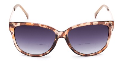 Front of The Penelope Bifocal Reading Sunglasses in Leopard/Gold with Smoke