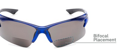 Detail of The Phoenix Bifocal Reading Sunglasses in Blue with Smoke