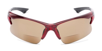 Front of The Phoenix Bifocal Reading Sunglasses in Red with Amber