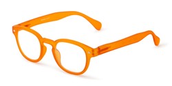 Angle of The Bixby in Matte Orange, Women's and Men's Round Reading Glasses