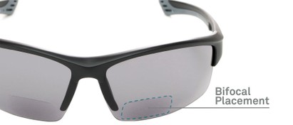 Detail of The Roster Bifocal Reading Sunglasses in Matte Black with Smoke