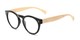 Angle of The Timber in Glossy Black/Wood, Women's and Men's Round Reading Glasses