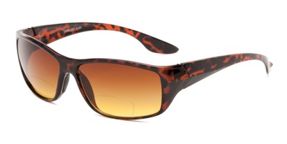 Angle of The Utah Driving Bifocal Reading Sunglasses in Tortoise with Amber, Women's and Men's Square Reading Sunglasses