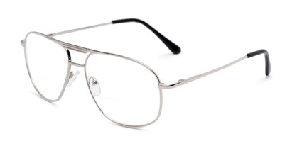 Angle of The Whitaker Bifocal in Silver, Women's and Men's Aviator Reading Glasses