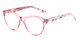 Angle of The Millicent in Pink Floral, Women's Cat Eye Reading Glasses
