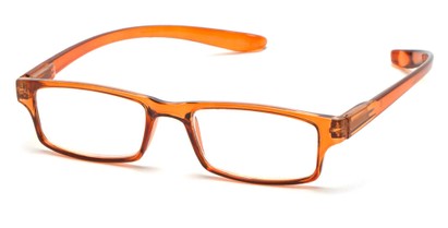 Angle of The Simon Hanging Reader in Glossy Orange, Women's and Men's Rectangle Reading Glasses