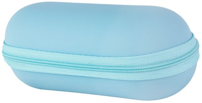 Angle of Large Faux Leather Zip-Shut Case  in Sky Blue, Women's and Men's  