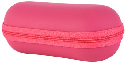 Angle of Large Faux Leather Zip-Shut Case  in Hot Pink, Women's and Men's  