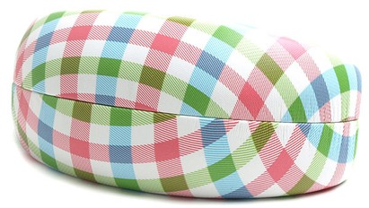 Angle of Extra Large Plaid Reading Glasses Case in Pink/Blue/Green, Women's and Men's  Hard Cases