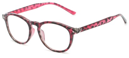 Angle of The Holden in Pink Tortoise, Women's and Men's Round Reading Glasses