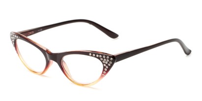 Angle of The Paulina in Brown/Yellow Fade, Women's Cat Eye Reading Glasses