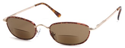 Angle of The Harris Bifocal Reading Sunglasses in Gold Frame with Amber Lenses, Women's and Men's  