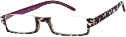 Angle of The Barlow in Purple Tortoise, Women's Rectangle Reading Glasses