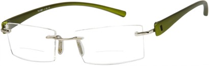 Angle of The Composer Bifocal in Olive Green, Women's and Men's Rectangle Reading Glasses
