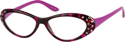 Angle of The Annabelle in Dark Pink/Tortoise, Women's Cat Eye Reading Glasses