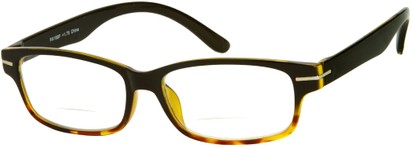 Angle of The Harvey Bifocal in Black with Yellow Tortoise Fade, Women's and Men's Rectangle Reading Glasses
