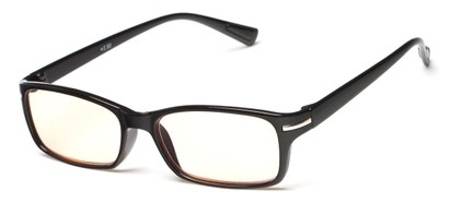 Angle of The Chairman Computer Reader in Glossy Black, Women's and Men's Rectangle Reading Glasses