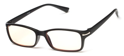 Angle of The Chairman Computer Reader in Matte Black, Women's and Men's Rectangle Reading Glasses