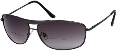 Angle of The Melbourne Bifocal Reading Sunglasses in Glossy Grey with Dark Smoke Lenses, Women's and Men's Aviator Reading Sunglasses