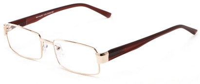 Angle of The Abram in Gold/Brown, Women's and Men's Rectangle Reading Glasses
