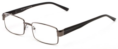 Angle of The Abram in Gunmetal/Black, Women's and Men's Rectangle Reading Glasses