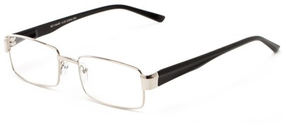 Angle of The Abram in Silver/Black, Women's and Men's Rectangle Reading Glasses