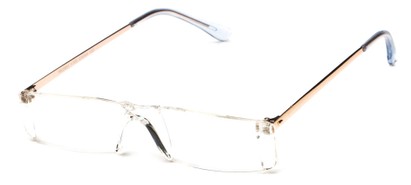 Angle of The Chapman in Clear/Gold, Women's and Men's Rectangle Reading Glasses