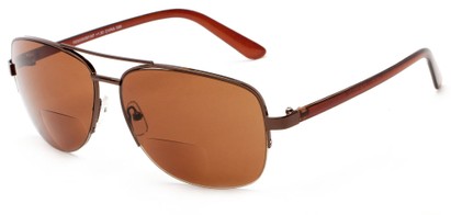 Angle of The Noble Bifocal Reading Sunglasses in Bronze/Brown with Amber, Women's and Men's Aviator Reading Sunglasses