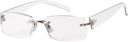 Angle of The Roanoke Flexible Reader in Clear, Women's and Men's Rectangle Reading Glasses